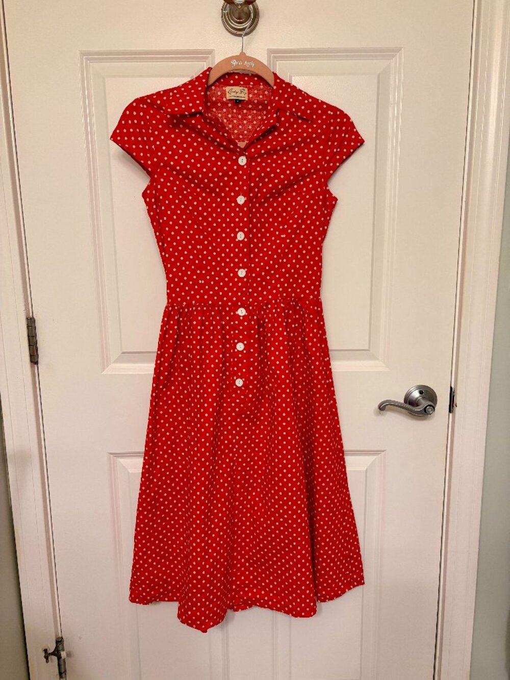Lindy Bop red and white polka dot dress
